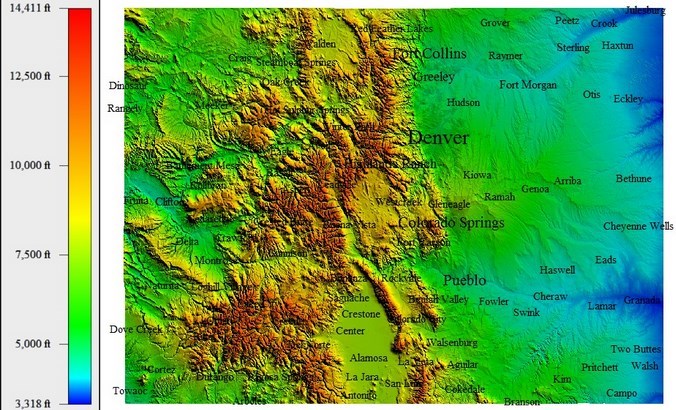 elevation map of colorado My Map Gallery elevation map of colorado